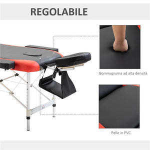 LETTINO MASSAGGI PORTATILE PIEGHEVOLE E PROFESSIONALE IN ALLUMINIO