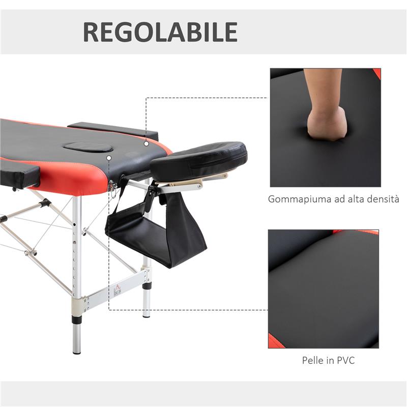 LETTINO MASSAGGI PORTATILE PIEGHEVOLE E PROFESSIONALE IN ALLUMINIO