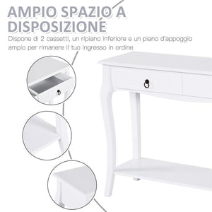 TAVOLO CONSOLLE PER INGRESSO, BIANCO, 100X33X76CM