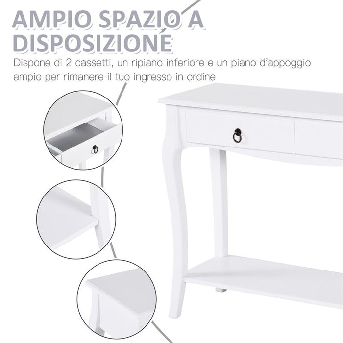 TAVOLO CONSOLLE PER INGRESSO, BIANCO, 100X33X76CM