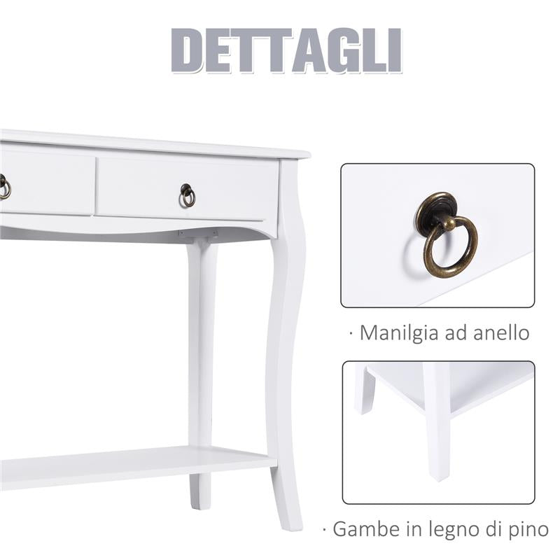 TAVOLO CONSOLLE PER INGRESSO, BIANCO, 100X33X76CM
