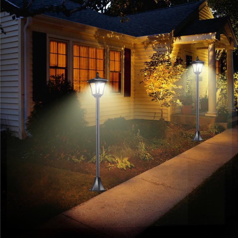 LAMPIONE DA GIARDINO CON LED A PANNELLI SOLARI 160 CM COLORE NERO