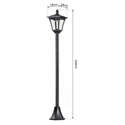 LAMPIONE DA GIARDINO CON LED A PANNELLI SOLARI 160 CM COLORE NERO