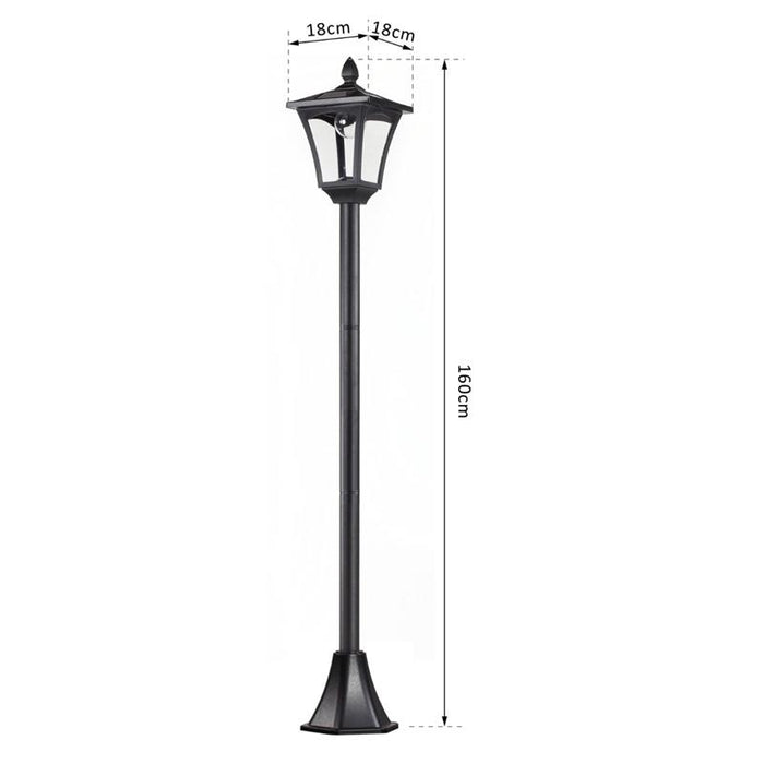 LAMPIONE DA GIARDINO CON LED A PANNELLI SOLARI 160 CM COLORE NERO