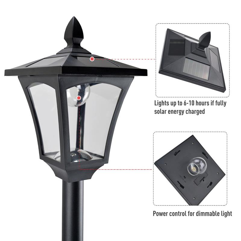 LAMPIONE DA GIARDINO CON LED A PANNELLI SOLARI 160 CM COLORE NERO