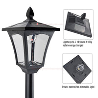 LAMPIONE DA GIARDINO CON LED A PANNELLI SOLARI 160 CM COLORE NERO