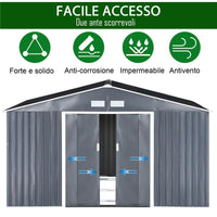 CAPANNO PER ATTREZZI IN ACCIAIO ZINCATO CON VERNICE PROTETTIVA IMPERMEABILE ANTIRUGGINE  3.4 X 3.82 X 2 M