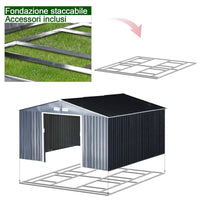 CAPANNO PER ATTREZZI IN ACCIAIO ZINCATO CON VERNICE PROTETTIVA IMPERMEABILE ANTIRUGGINE  3.4 X 3.82 X 2 M