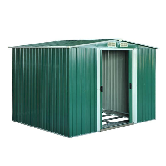 CASETTA DA GIARDINO IN LAMIERA D’ACCIAIO 246 X 192.5 X 177.5CM VERDE