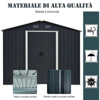 CAPANNO PORTA ATTREZZI A 2 PORTE SCORREVOLI IN ACCIAIO 236 X 174 X 190 CM