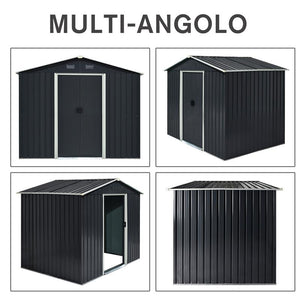 CAPANNO PORTA ATTREZZI A 2 PORTE SCORREVOLI IN ACCIAIO 236 X 174 X 190 CM