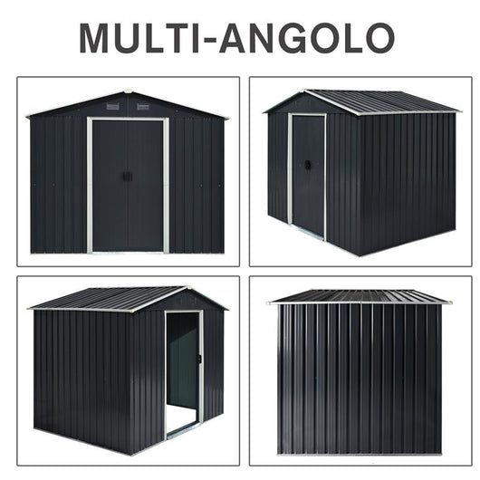 CAPANNO PORTA ATTREZZI A 2 PORTE SCORREVOLI IN ACCIAIO 236 X 174 X 190 CM