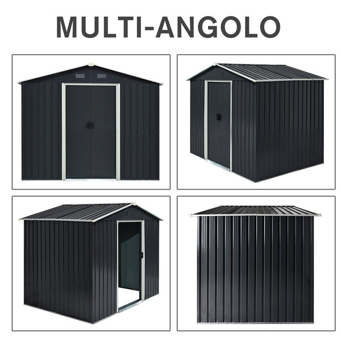 CAPANNO PORTA ATTREZZI A 2 PORTE SCORREVOLI IN ACCIAIO 236 X 174 X 190 CM