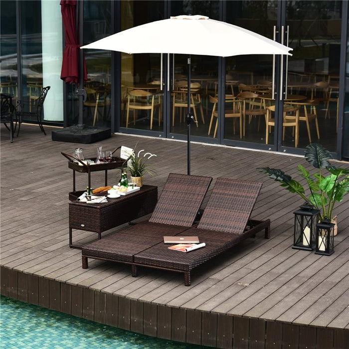 LETTINO PRENDISOLE A 2 POSTI E RATTAN CON MATERASSINO 195 X 120 X 28 CM BIANCO