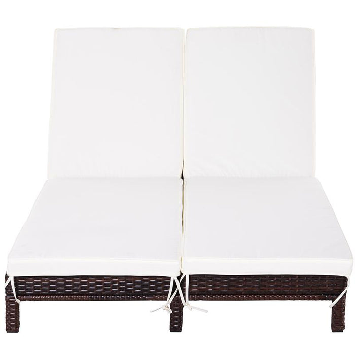 LETTINO PRENDISOLE A 2 POSTI E RATTAN CON MATERASSINO 195 X 120 X 28 CM BIANCO