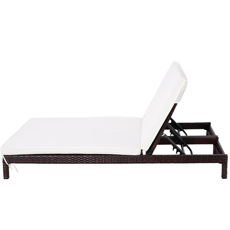 LETTINO PRENDISOLE A 2 POSTI E RATTAN CON MATERASSINO 195 X 120 X 28 CM BIANCO