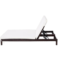 LETTINO PRENDISOLE A 2 POSTI E RATTAN CON MATERASSINO 195 X 120 X 28 CM BIANCO