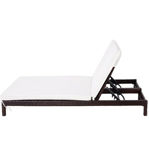 LETTINO PRENDISOLE A 2 POSTI E RATTAN CON MATERASSINO 195 X 120 X 28 CM BIANCO