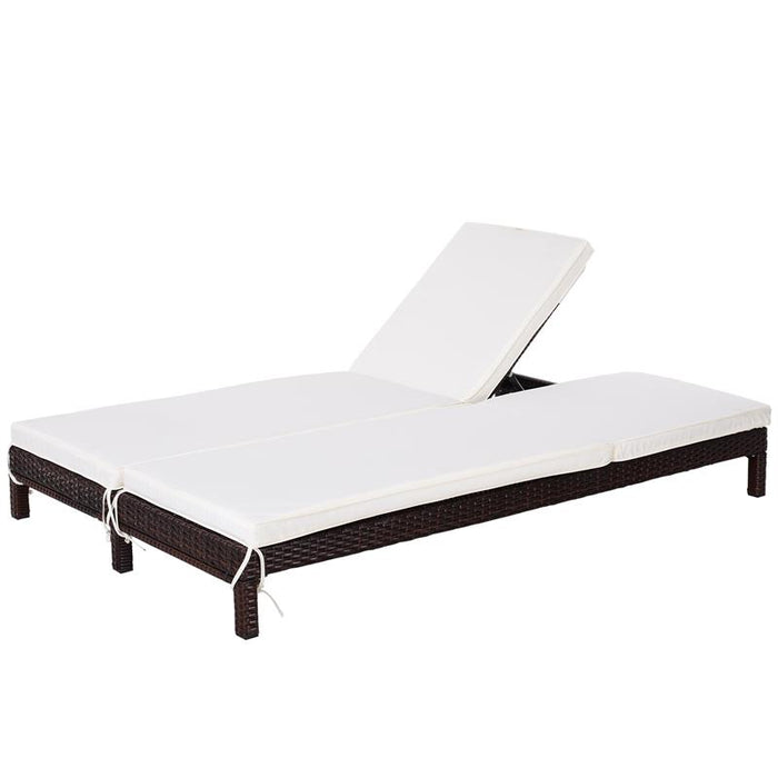 LETTINO PRENDISOLE A 2 POSTI E RATTAN CON MATERASSINO 195 X 120 X 28 CM BIANCO