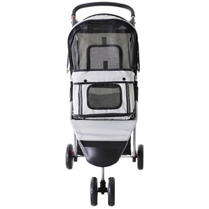 PASSEGGINO PER CANI CARRELLO PER ANIMALI DOMESTICI, GRIGIO, 75 X 45 X 97CM