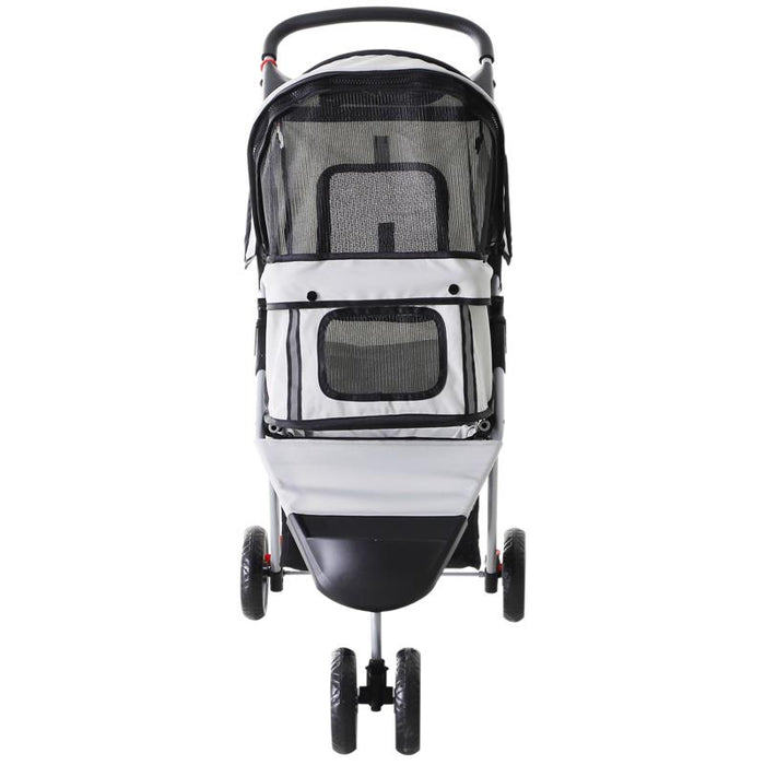 PASSEGGINO PER CANI CARRELLO PER ANIMALI DOMESTICI, GRIGIO, 75 X 45 X 97CM