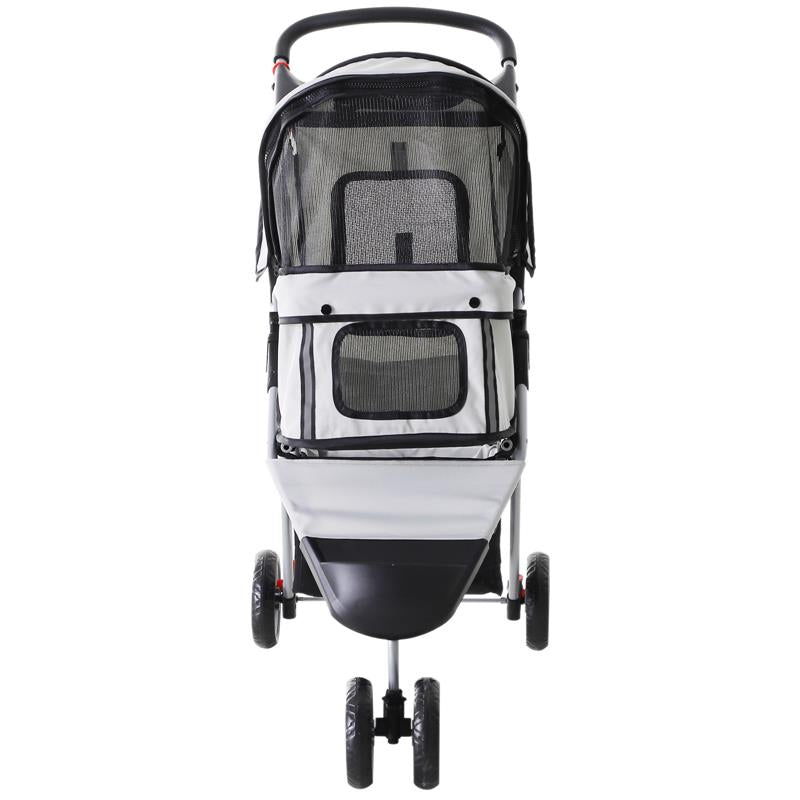 PASSEGGINO PER CANI CARRELLO PER ANIMALI DOMESTICI, GRIGIO, 75 X 45 X 97CM