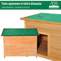 CUCCIA PER CANI IMPERMEABILE DA ESTERNO IN LEGNO DI ABETE 85X58X58CM