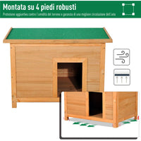 CUCCIA PER CANI IMPERMEABILE DA ESTERNO IN LEGNO DI ABETE 85X58X58CM