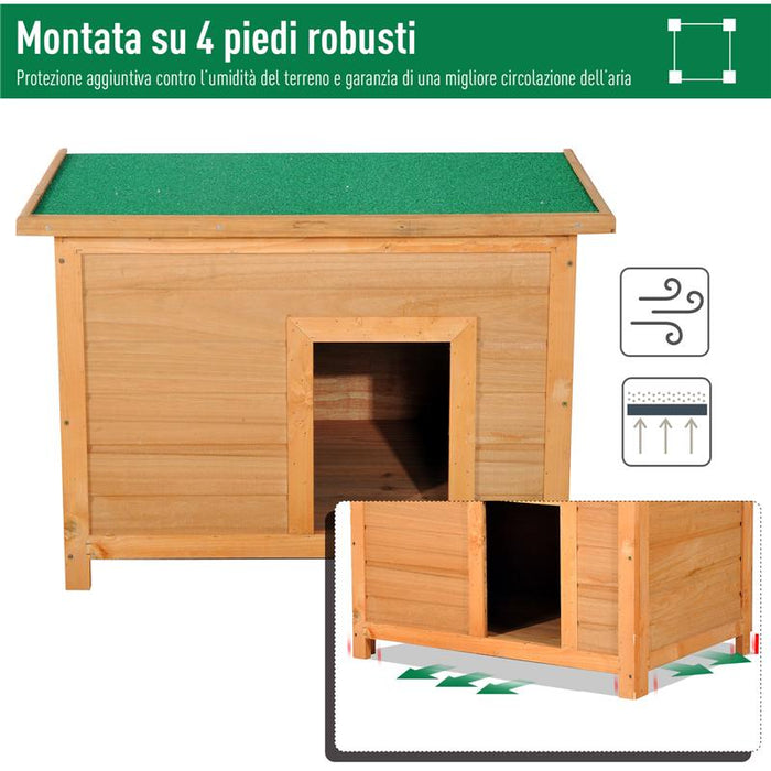 CUCCIA PER CANI IMPERMEABILE DA ESTERNO IN LEGNO DI ABETE 85X58X58CM