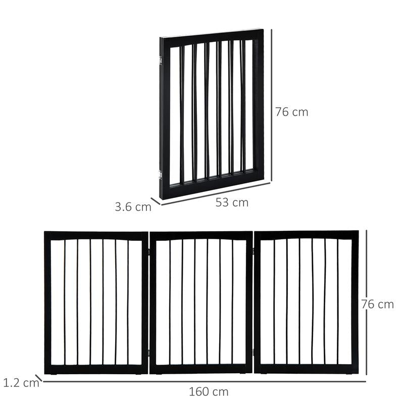 CANCELLINO PER CANI E ANIMALI DOMESTICI A 3 SEZIONI, DIVISORIO DI SICUREZZA PIEGHEVOLE 160X1.2X76CM