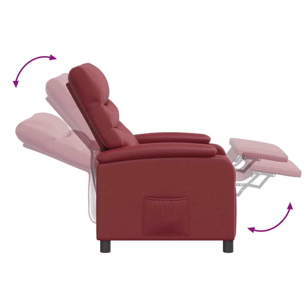 Divano Sedia-Poltrona Massaggiante Rosso Vino Similpelle 773721
