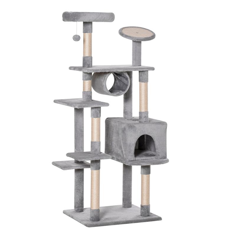 ALBERO TIRAGRAFFI PER GATTINI E GATTI ADULTI DI MAX 4.5KG GRIGIO