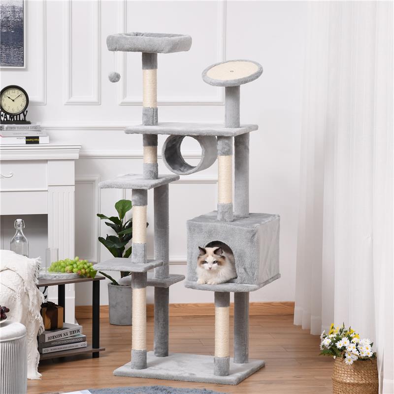 ALBERO TIRAGRAFFI PER GATTINI E GATTI ADULTI DI MAX 4.5KG GRIGIO
