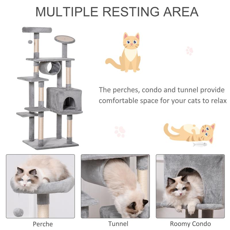 ALBERO TIRAGRAFFI PER GATTINI E GATTI ADULTI DI MAX 4.5KG GRIGIO