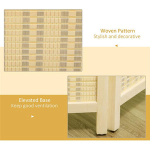 PARAVENTO PIEGHEVOLE  DA INTERNO A 4 ANTE IN LEGNO E BAMBÙ H 180 CM NATURALE