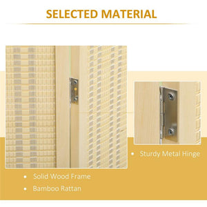 PARAVENTO PIEGHEVOLE  DA INTERNO A 4 ANTE IN LEGNO E BAMBÙ H 180 CM NATURALE