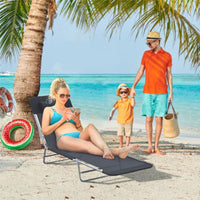 SDRAIO PIEGHEVOLE RECLINABILE CON CUSCINO DA GIARDINO SPIAGGIA NERO