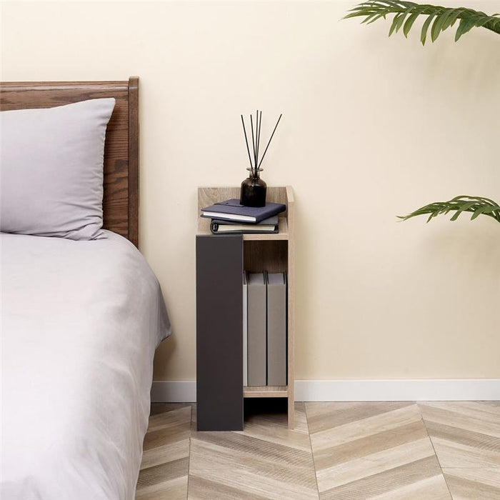 SET 2 COMODINI MODERNI CON RIPIANO APERTO 27X25X60CM OLORE GRIGIO