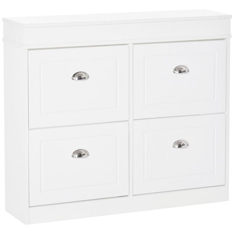 SCARPIERA SALVASPAZIO IN LEGNO 4 CASSETTI A RIBALTA CON MENSOLA REGOLABILE