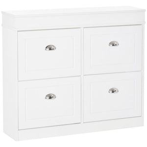 SCARPIERA SALVASPAZIO IN LEGNO 4 CASSETTI A RIBALTA CON MENSOLA REGOLABILE