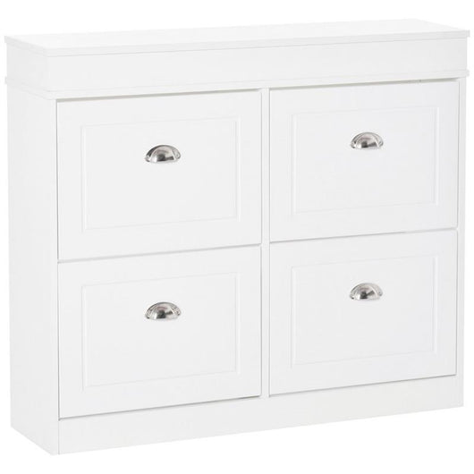 SCARPIERA SALVASPAZIO IN LEGNO 4 CASSETTI A RIBALTA CON MENSOLA REGOLABILE