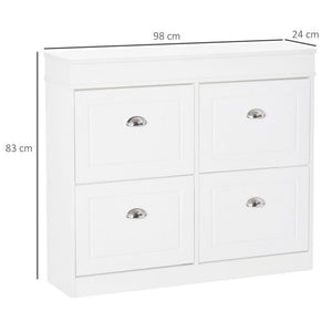 SCARPIERA SALVASPAZIO IN LEGNO 4 CASSETTI A RIBALTA CON MENSOLA REGOLABILE