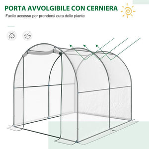 SERRA DA GIARDINO A TUNNEL CON COPERTURA IN PVC 250 X 200 X 200 CM TRASPARENTE