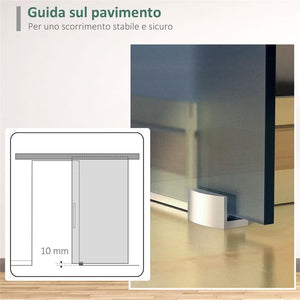 PORTA SCORREVOLE IN VETRO SATINATO CON 4 STRISCE TRASPARENTI, 102.5X205CM