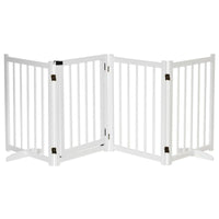 CANCELLINO PIEGHEVOLE PER CANI PICCOLA/MEDIA TAGLIA CON SERRATURA IN LEGNO 237.5X36X80CM - BIANCO