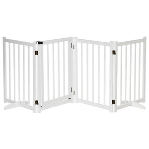 CANCELLINO PIEGHEVOLE PER CANI PICCOLA/MEDIA TAGLIA CON SERRATURA IN LEGNO 237.5X36X80CM - BIANCO