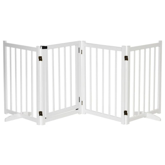 CANCELLINO PIEGHEVOLE PER CANI PICCOLA/MEDIA TAGLIA CON SERRATURA IN LEGNO 237.5X36X80CM - BIANCO