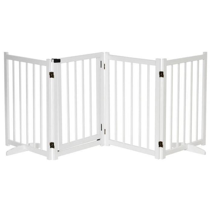CANCELLINO PIEGHEVOLE PER CANI PICCOLA/MEDIA TAGLIA CON SERRATURA IN LEGNO 237.5X36X80CM - BIANCO