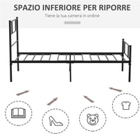 STRUTTURA LETTO SINGOLO IN ACCIAIO 90X200CM CON DOGHE TESTIERA E PEDIERA