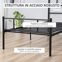 STRUTTURA LETTO SINGOLO IN ACCIAIO 90X200CM CON DOGHE TESTIERA E PEDIERA